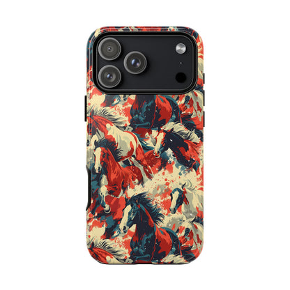 Red White Blue Horses Tough Phone Case