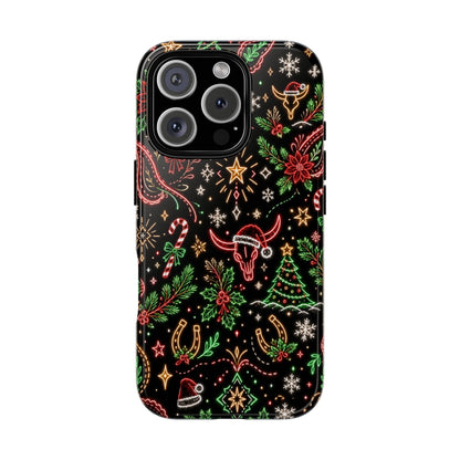 Neon Christmas Skulls Tough Case