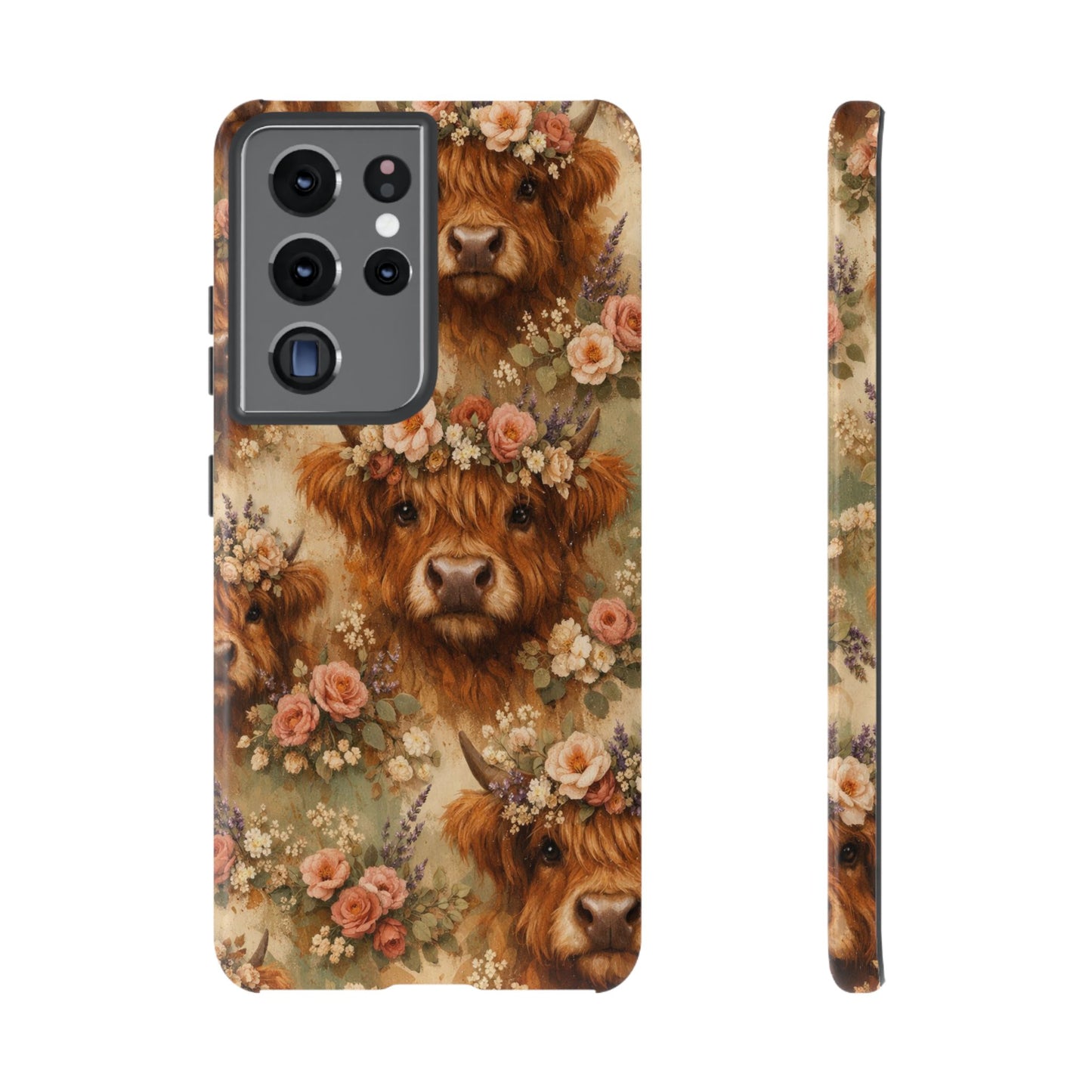 Floral Highland Cow Tough Case