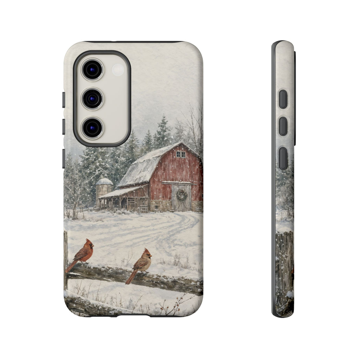 Snowy Red Barn Tough Case
