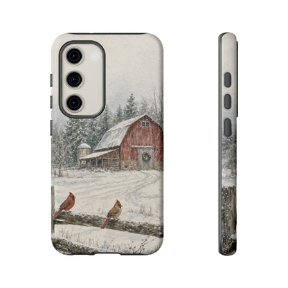 Snowy Red Barn Tough Case