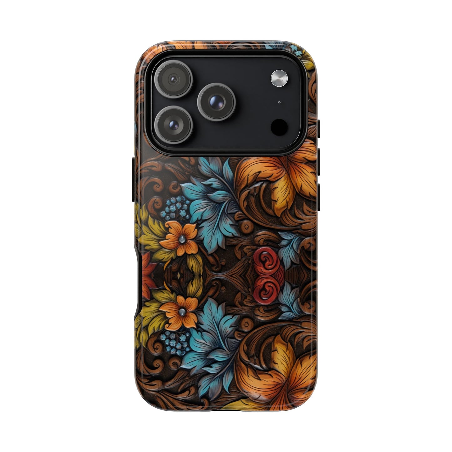 Floral Wood-Print Tough Phone Case