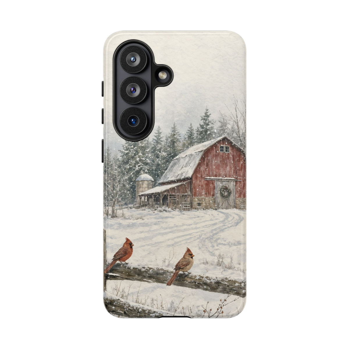 Snowy Red Barn Tough Case