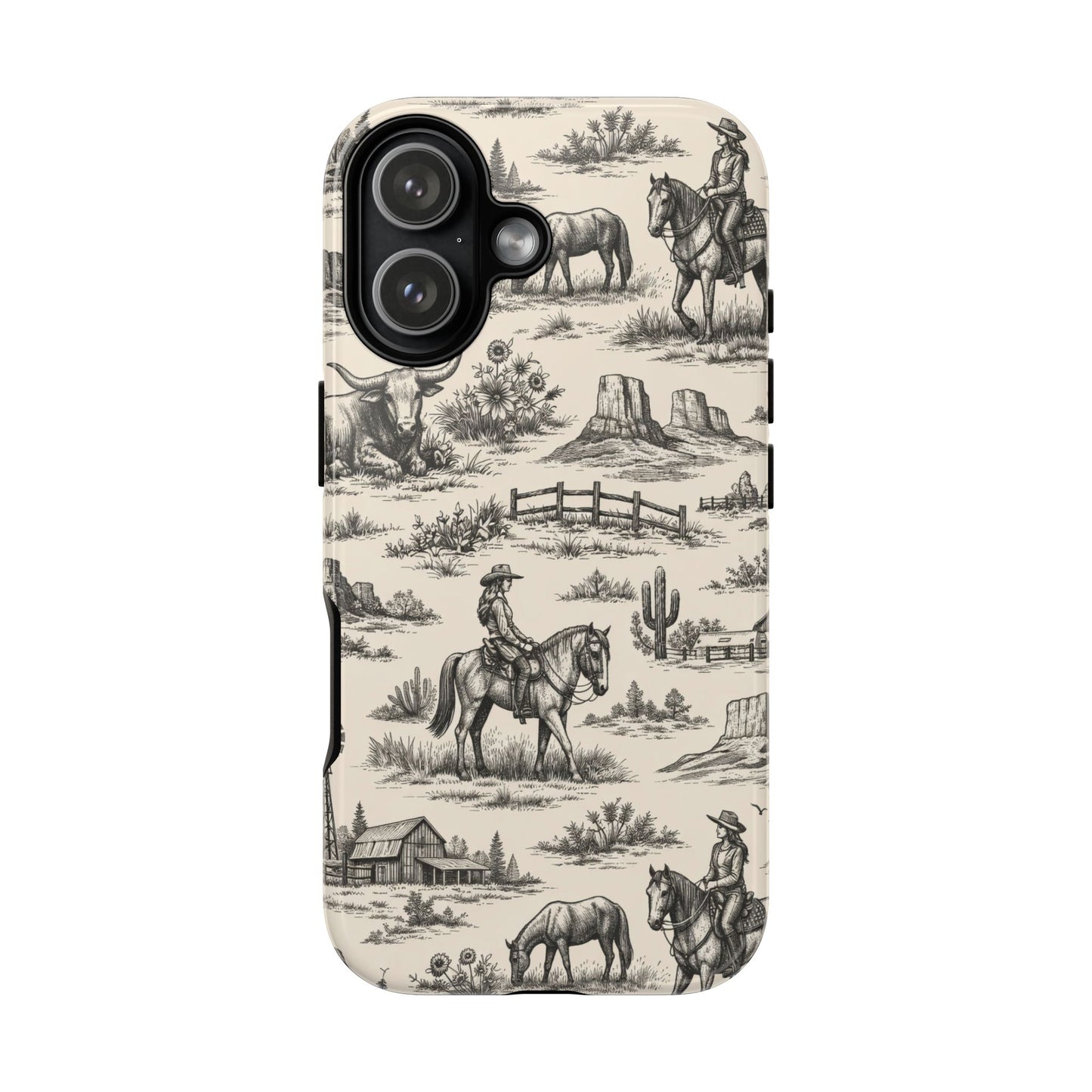 Western Toile Black Tough Case
