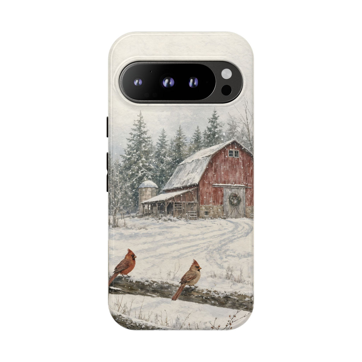 Snowy Red Barn Tough Case