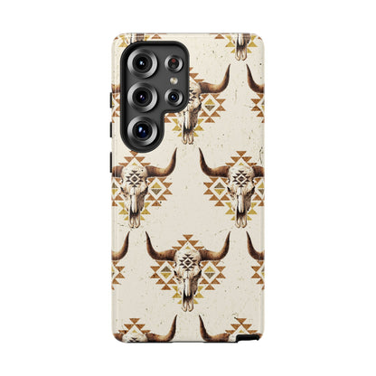 Cream Aztec Skull Tough Phone Case