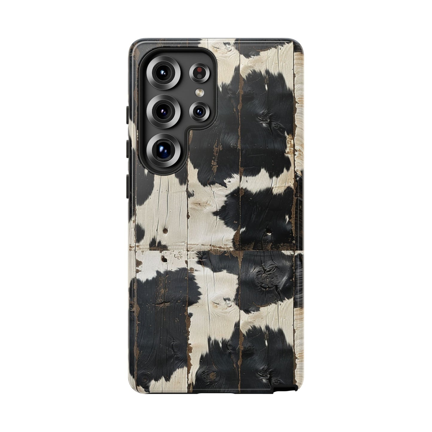 Black Wooden Cowhide Tough Phone Case
