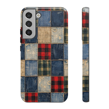 Denim Plaid Patchwork Tough Case