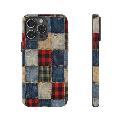 Denim Plaid Patchwork Tough Case