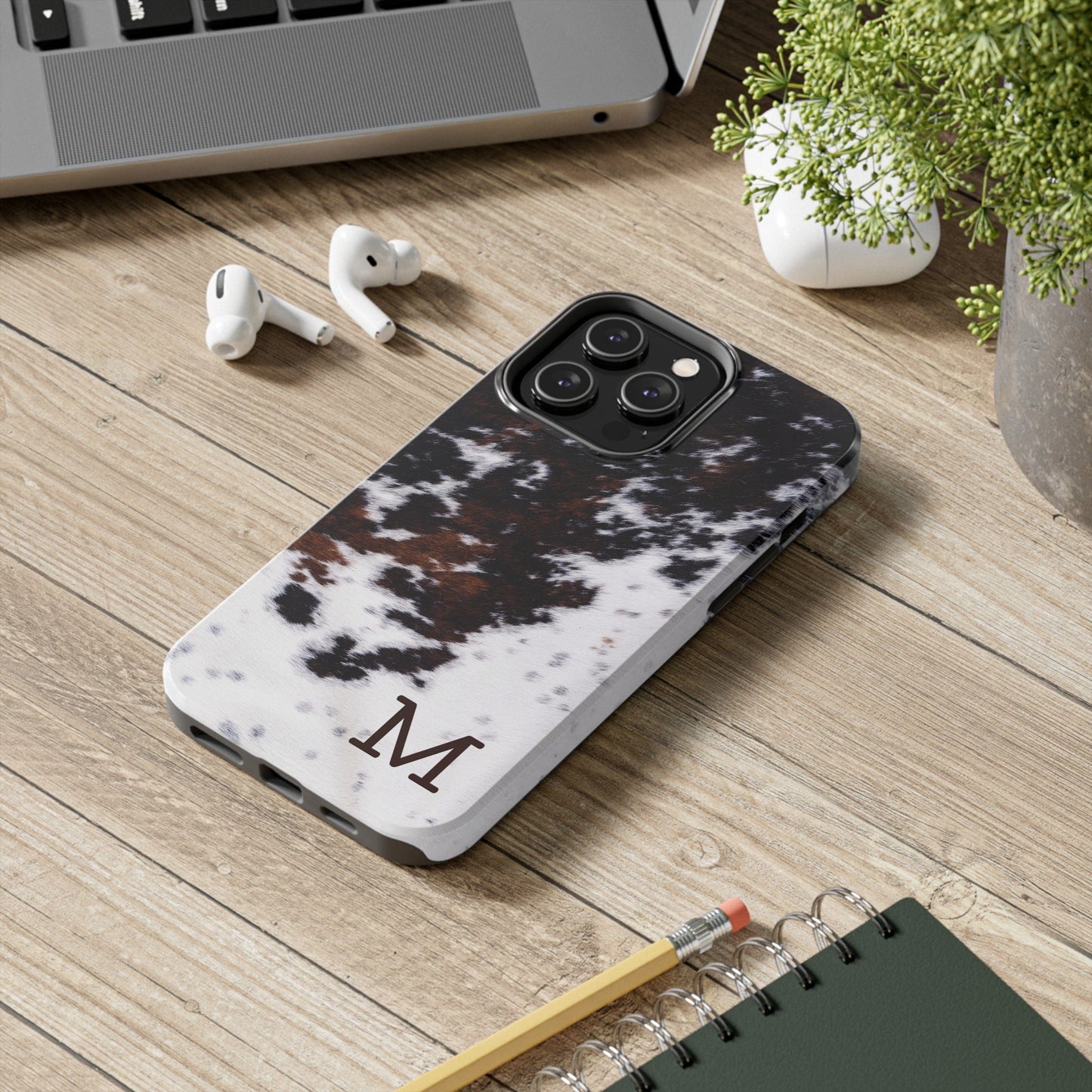 Cowhide Monogram Phone Case