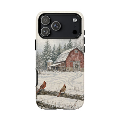 Snowy Red Barn Tough Case