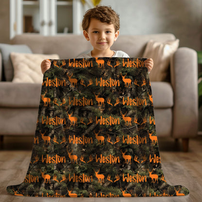 Personalized Camo Deer Blanket