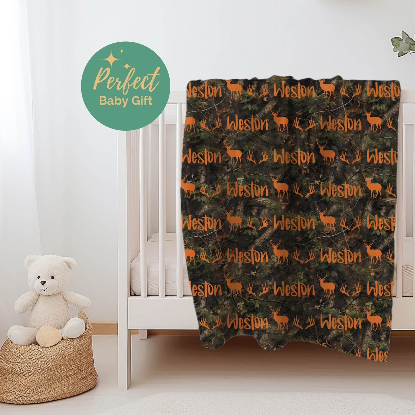 Personalized Camo Deer Blanket