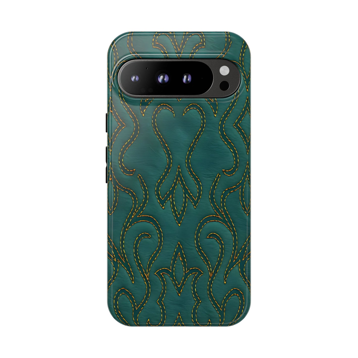 Faux Tooled Teal Stitch Tough Case