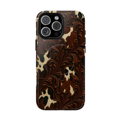 Faux Tooled Cowhide Magnetic Case