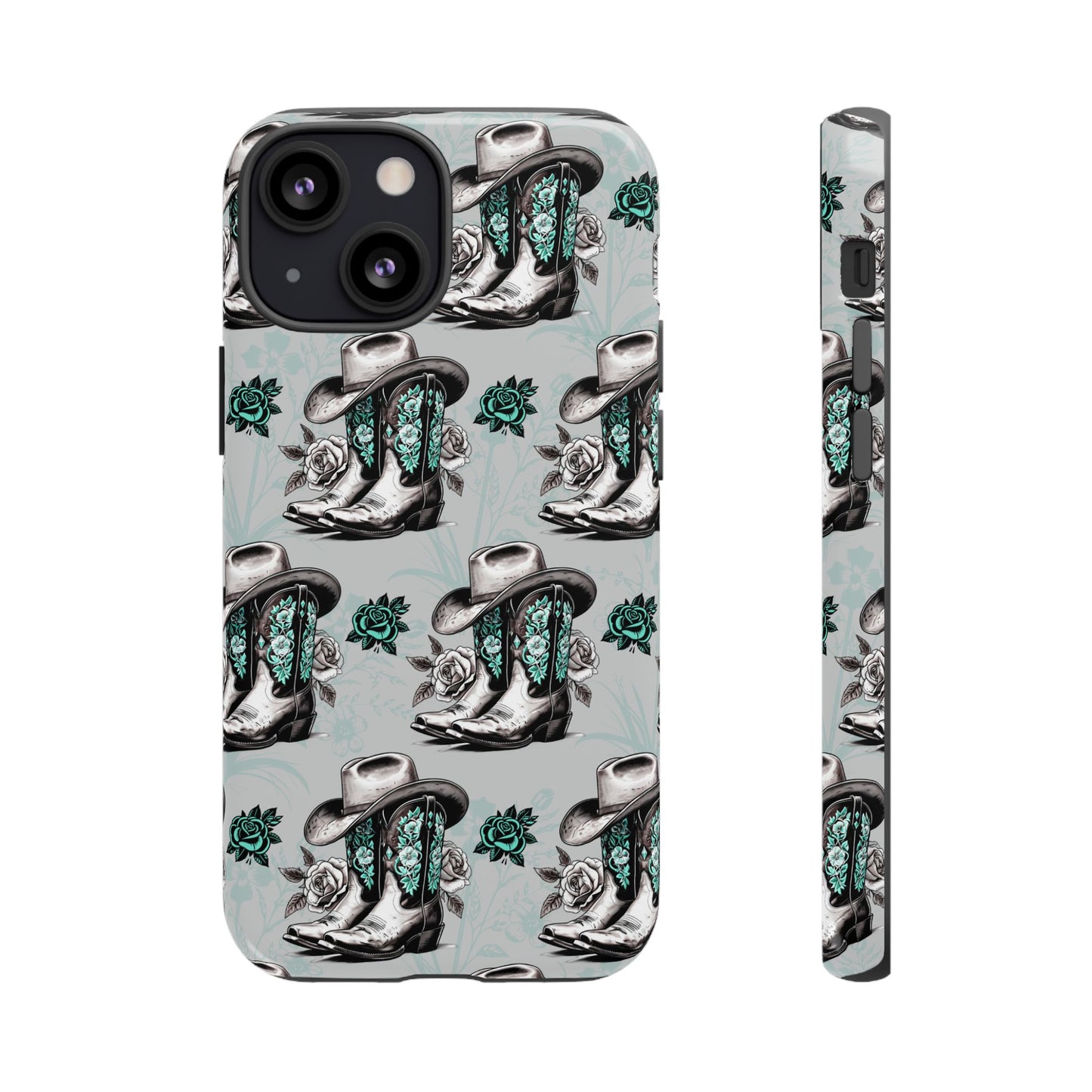 Teal Floral Boots Tough Case