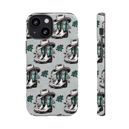 Teal Floral Boots Tough Case