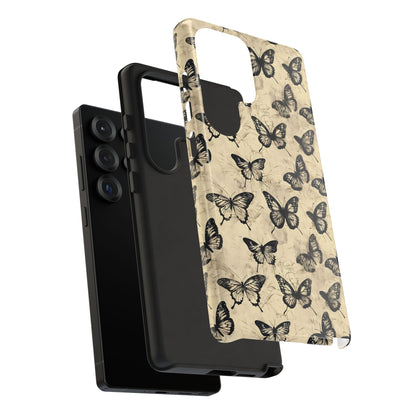 Black Vintage Butterflies Phone Case