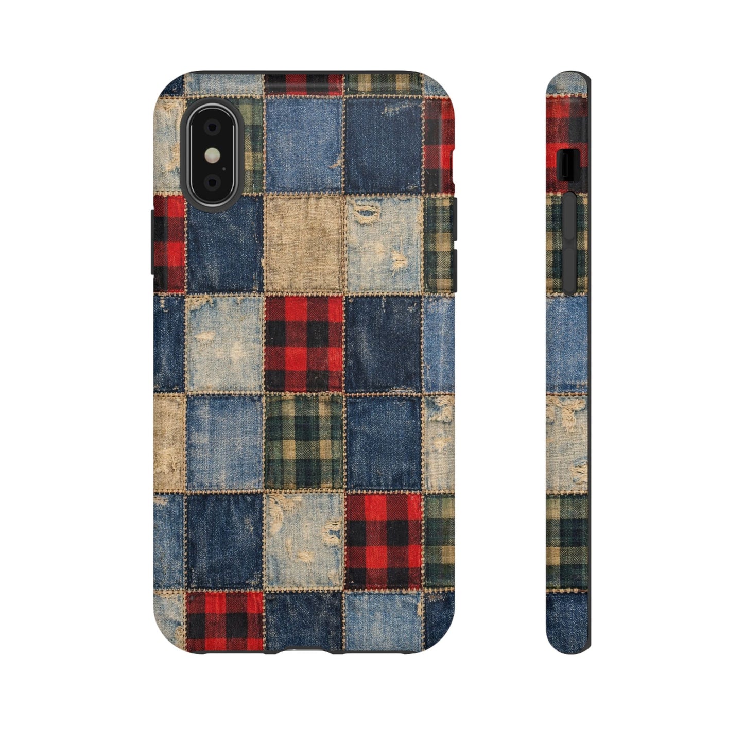 Denim Plaid Patchwork Tough Case