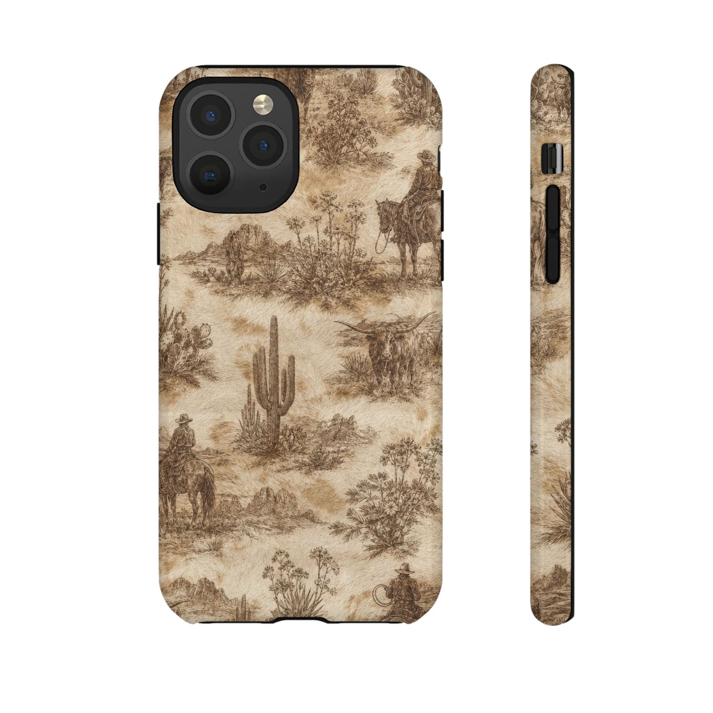 Ivory Cowhide Toile Tough Case