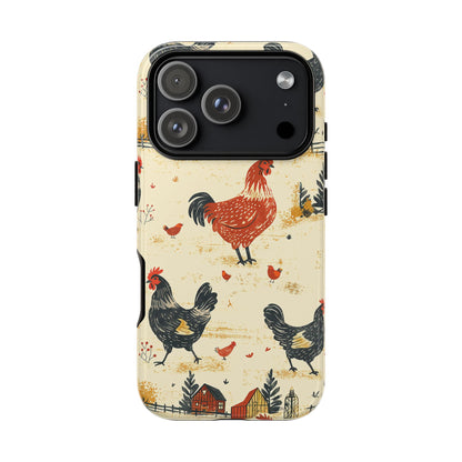 Red Black Chickens Tough Phone Case