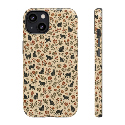 Black Cat Floral Tough Case