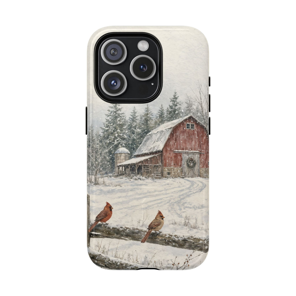 Snowy Red Barn Magnetic Case