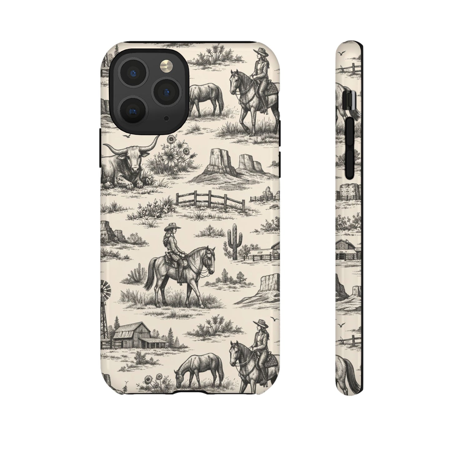 Western Toile Black Tough Case
