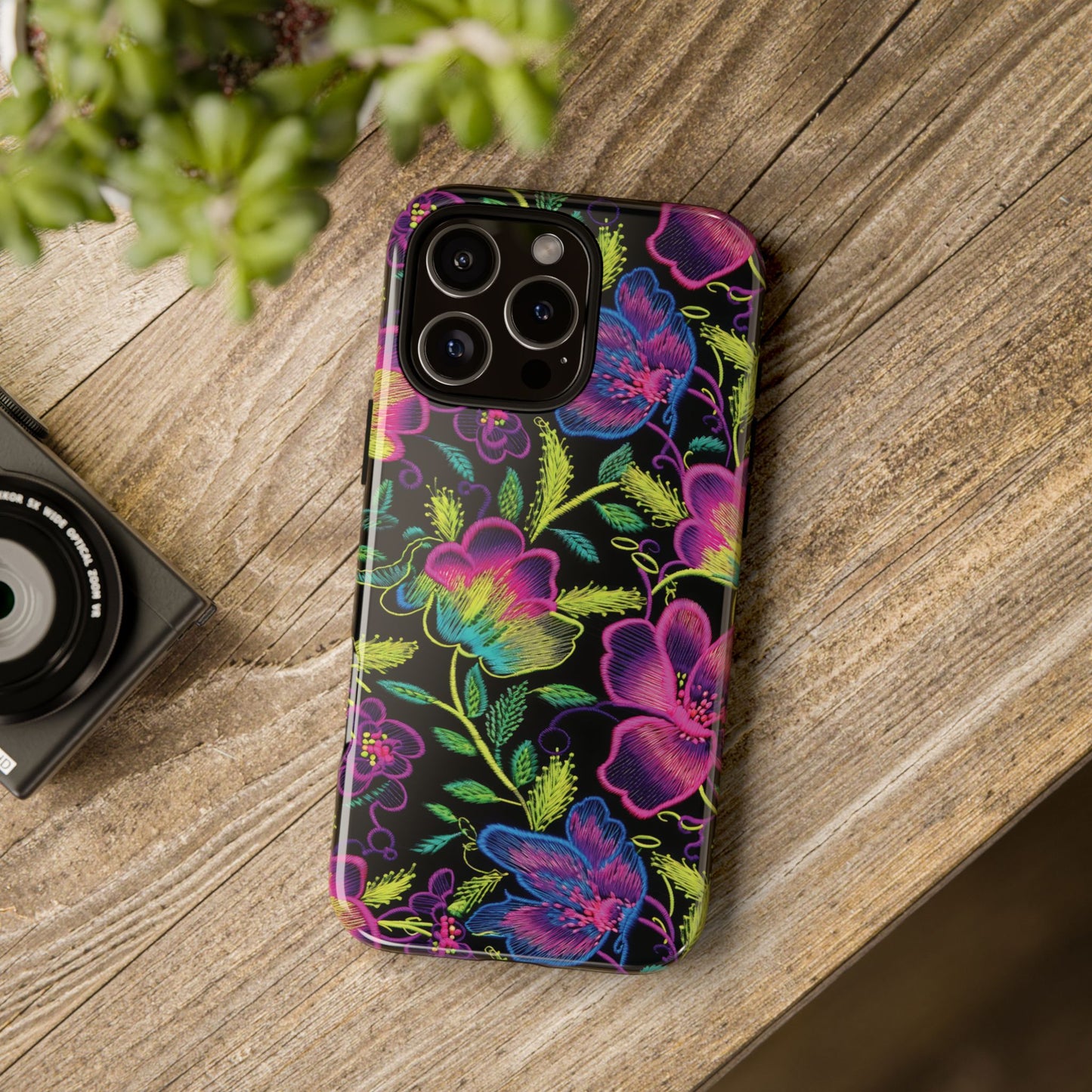 Neon Green Flowers Tough Phone Case