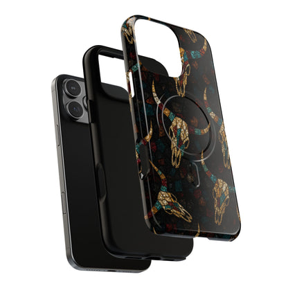 Stained Bull Skull Magnetic Case