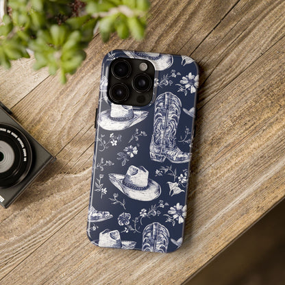 Navy Floral Boots Phone Case