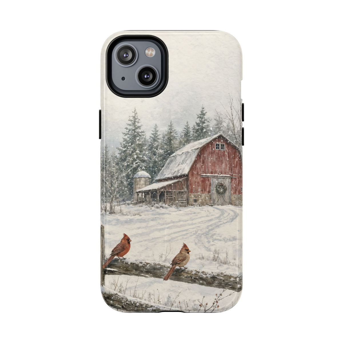 Snowy Red Barn Magnetic Case
