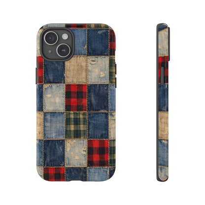 Denim Plaid Patchwork Tough Case