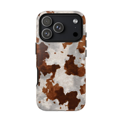 Brown Cowhide Tough Phone Case