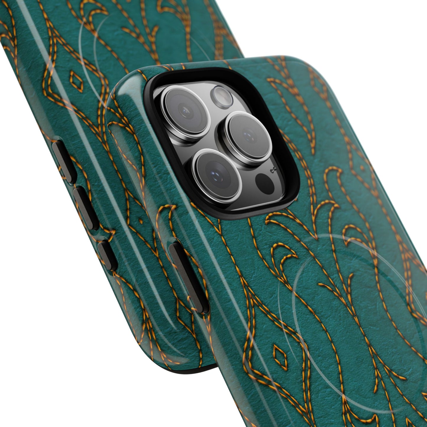 Teal Vine Stitch Magnetic Case