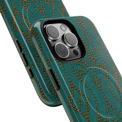 Teal Vine Stitch Magnetic Case