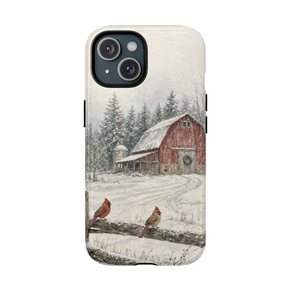 Snowy Red Barn Magnetic Case