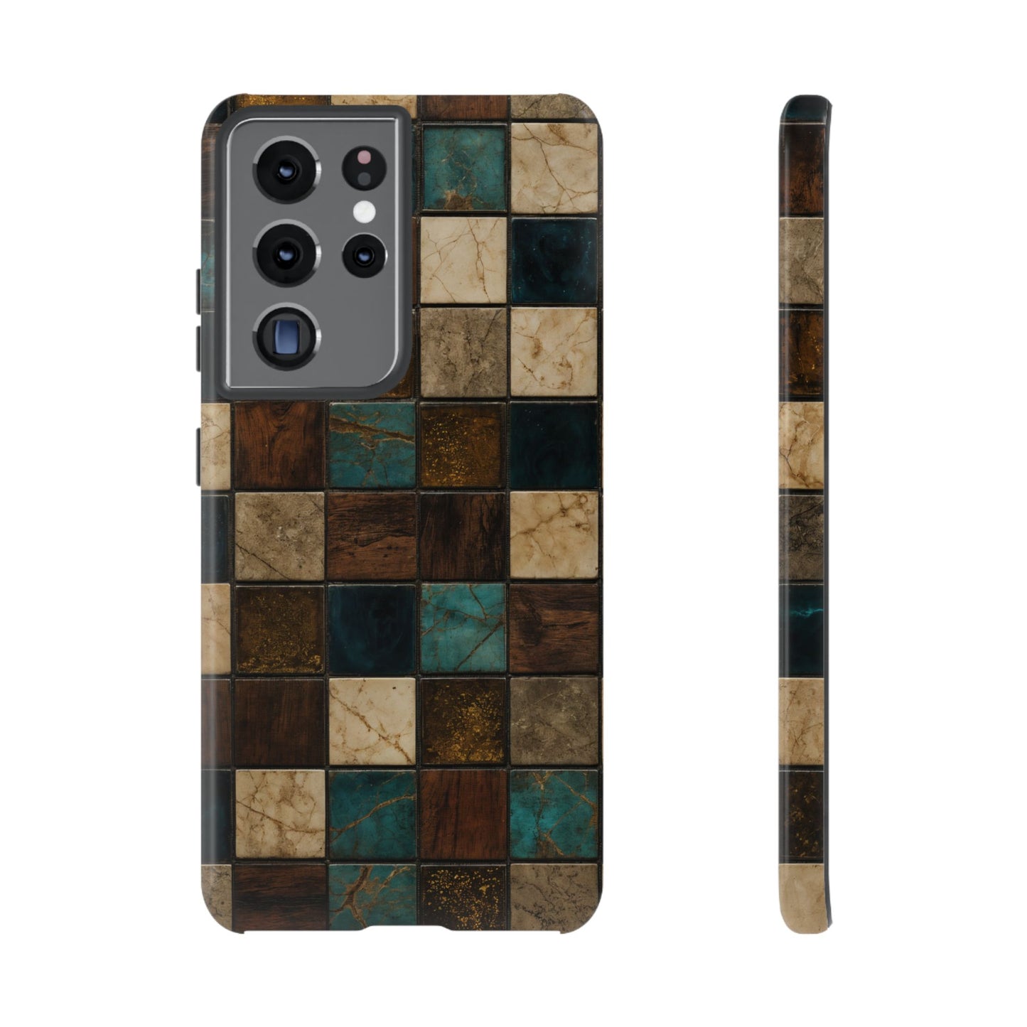 Teal Walnut Tile Tough Case
