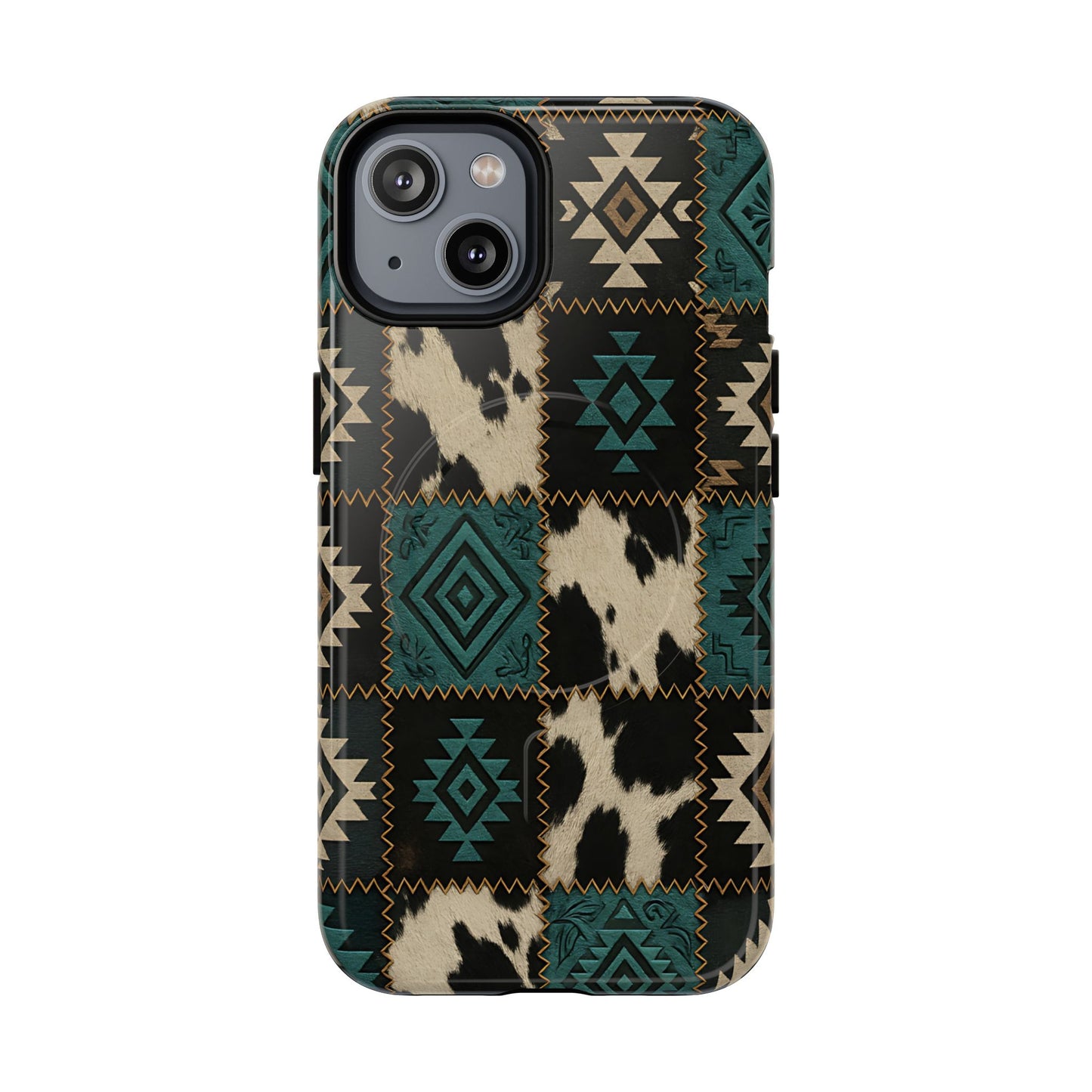 Turquiose Aztec Patchwork Magnetic Case