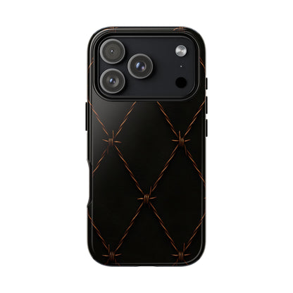 Black Barbed Wire Grid Tough Phone Case