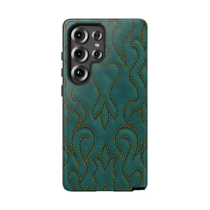 Faux Tooled Teal Stitch Tough Case