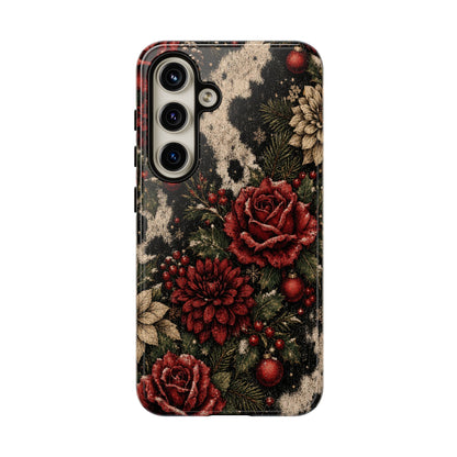 Cowhide Christmas Roses Tough Case