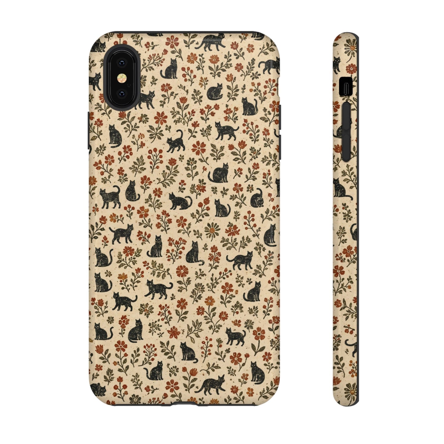 Black Cat Floral Tough Case