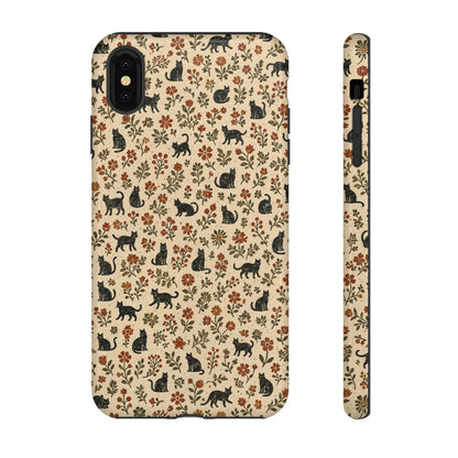 Black Cat Floral Tough Case