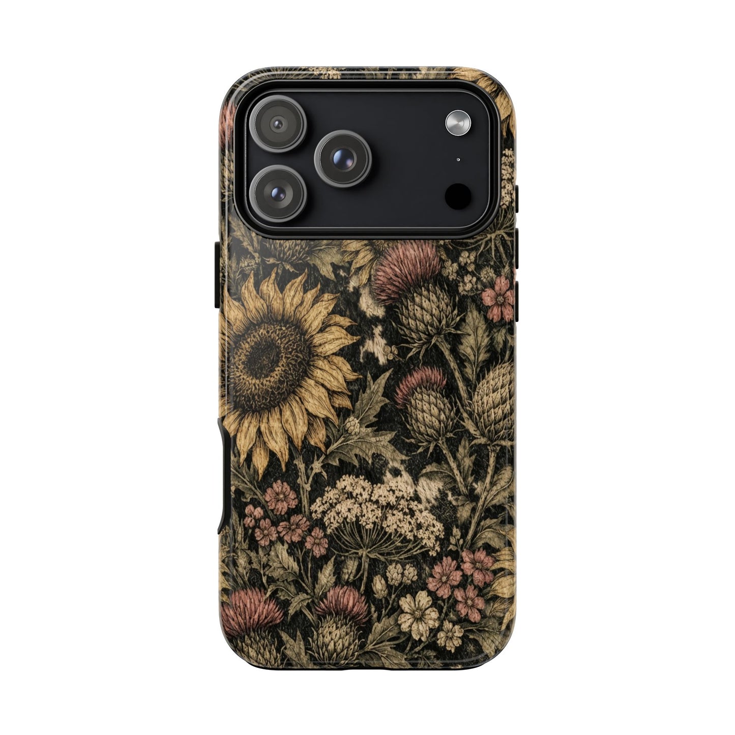 Cowhide Sunflower Thistles Tough Case