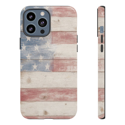 White Wood Flag Tough Case