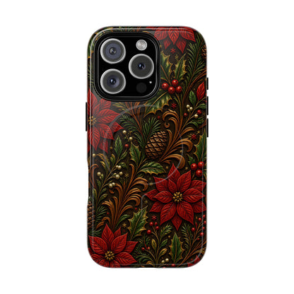 Carved Christmas Holly Magnetic Case