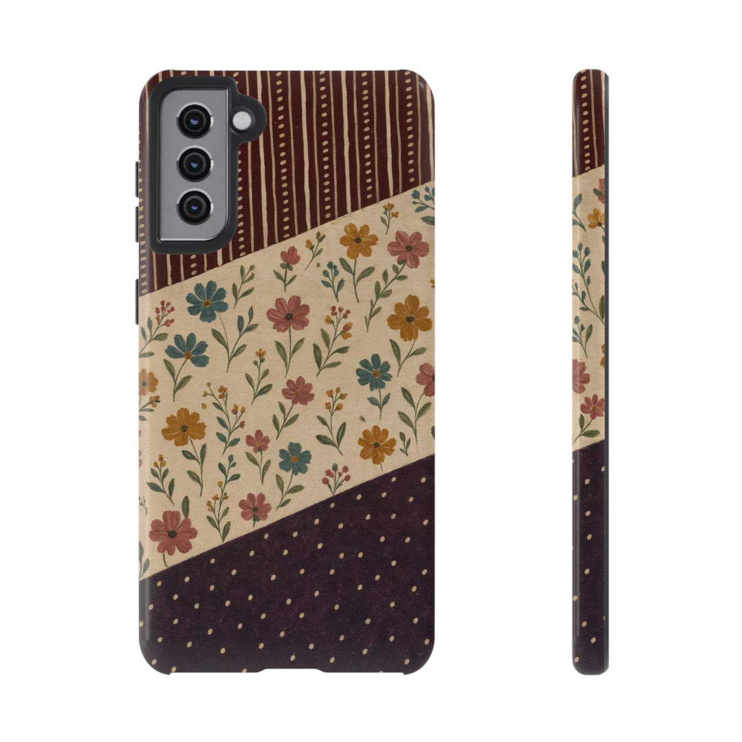 Fall Floral Stripe Tough Case