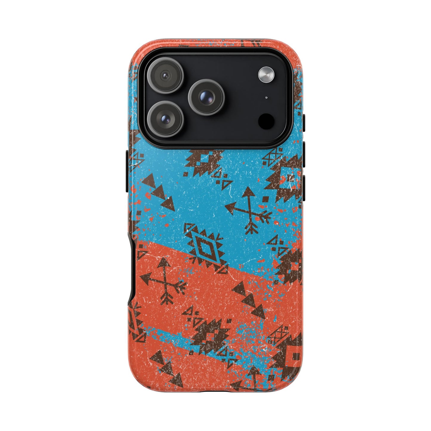 Orange Blue Aztec Grunge Tough Phone Case