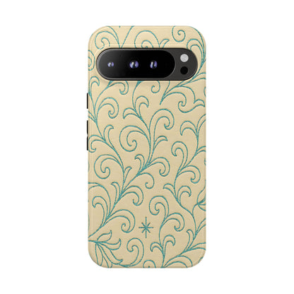 Cream + Turquoise Stitch Tough Case